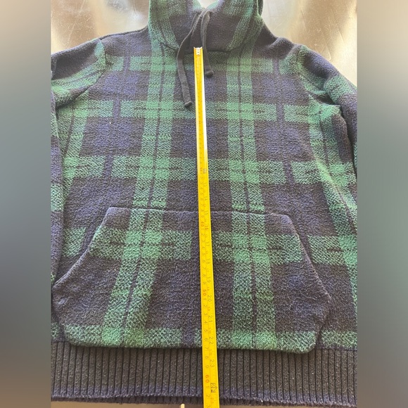 Men’s hoodie tartan pattern green and blue tall medium - Picture 2 of 5